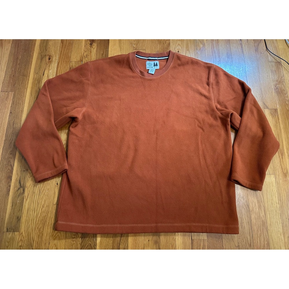 Bass American Classics Mens XL Fleece Pullover Crewneck Burnt Orange RN 36543